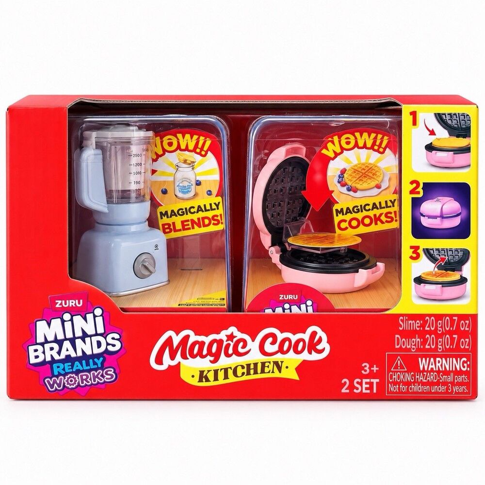 ZURU Mini Brands Magic Cook Kitchen Really Works Blender Waffle Maker 2 Set NEW